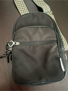 Urban Originals Black Crossbody Sling with Chevron Strap